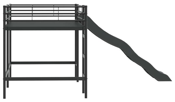 Krevet na kat za djecu s toboganom Crna i antracit 107 x 200 cm - Crna / 107 x 200 cm