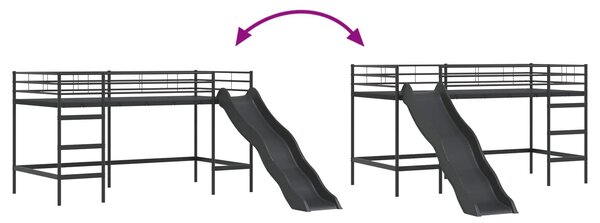 Krevet na kat za djecu s toboganom Crna i antracit 107 x 200 cm - Crna / 107 x 200 cm