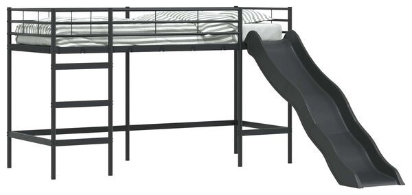 Krevet na kat za djecu s toboganom Crna i antracit 100 x 190 cm - Crna / 100 x 190 cm