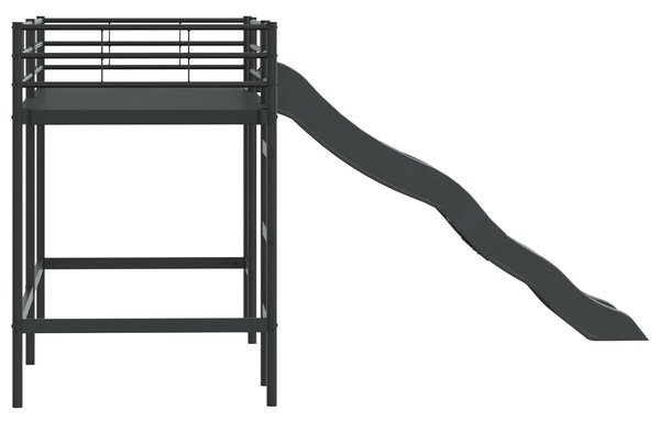Krevet na kat za djecu s toboganom Crna i antracit 100 x 190 cm - Crna / 100 x 190 cm