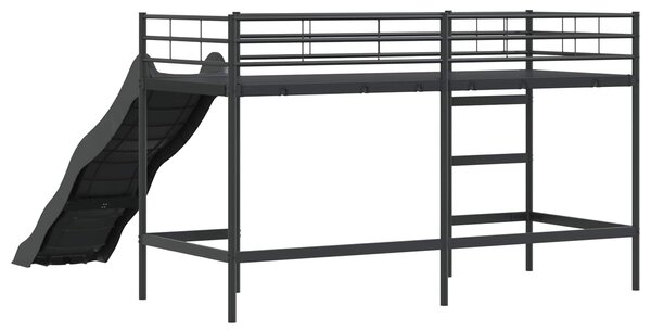 Krevet na kat za djecu s toboganom Crna i antracit 100 x 190 cm - Crna / 100 x 190 cm