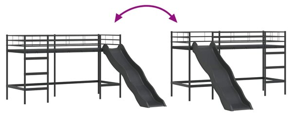 Krevet na kat za djecu s toboganom Crna i antracit 100 x 190 cm - Crna / 100 x 190 cm