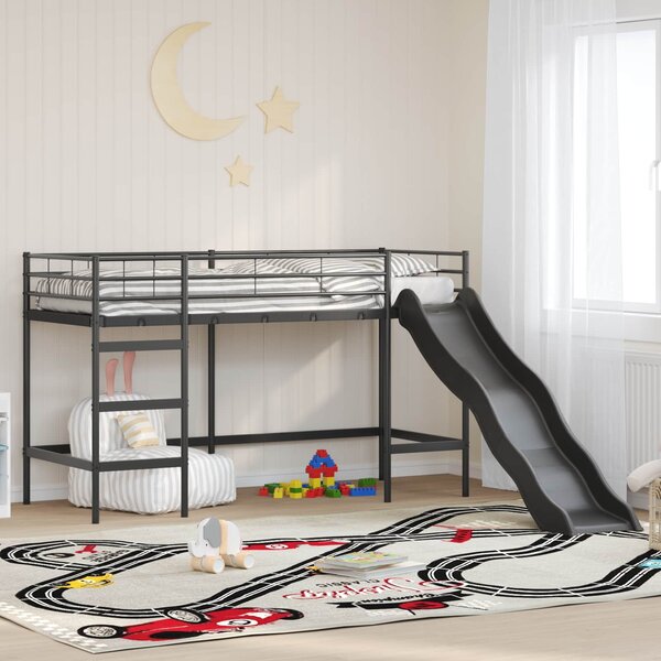 Krevet na kat za djecu s toboganom Crna i antracit 100 x 190 cm - Crna / 100 x 190 cm