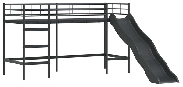 Krevet na kat za djecu s toboganom Crna i antracit 100 x 190 cm - Crna / 100 x 190 cm