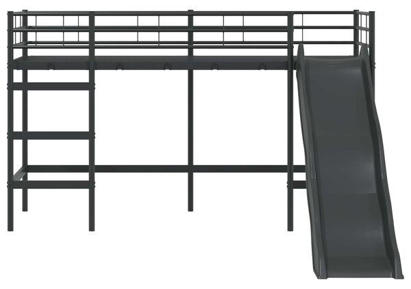 Krevet na kat za djecu s toboganom Crna i antracit 100 x 190 cm - Crna / 100 x 190 cm
