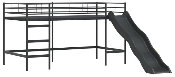 Krevet na kat za djecu s toboganom Crna i antracit 107 x 200 cm - Crna / 107 x 200 cm