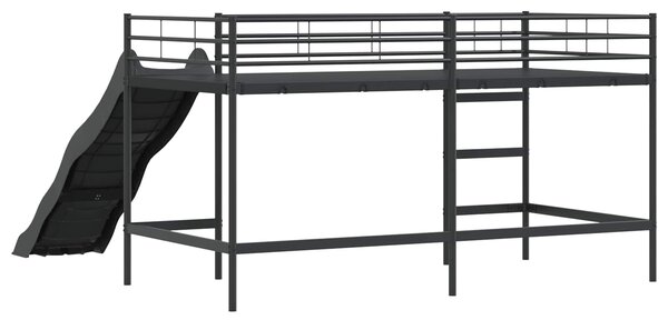 Krevet na kat za djecu s toboganom Crna i antracit 107 x 200 cm - Crna / 107 x 200 cm