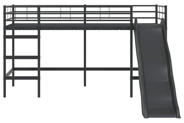Krevet na kat za djecu s toboganom Crna i antracit 107 x 200 cm - Crna / 107 x 200 cm