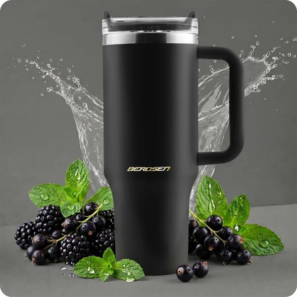 Termos šalica sa slamkom Berdsen 1180 ml crna