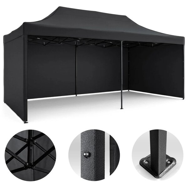 Vrtni paviljon Plonos 3 × 6 m s 3 zida, crni