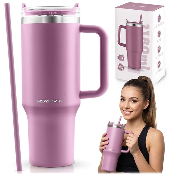 Termos šalica sa slamkom Berdsen 1180 ml roza
