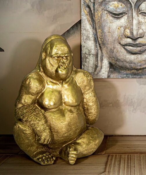 Mauro Ferretti Dekoracija GOLD GORILLA cm 64X53X82