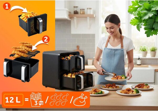 Friteza na vrući zrak 12 l dvostruka komora Berdsen BD-664 2800 W