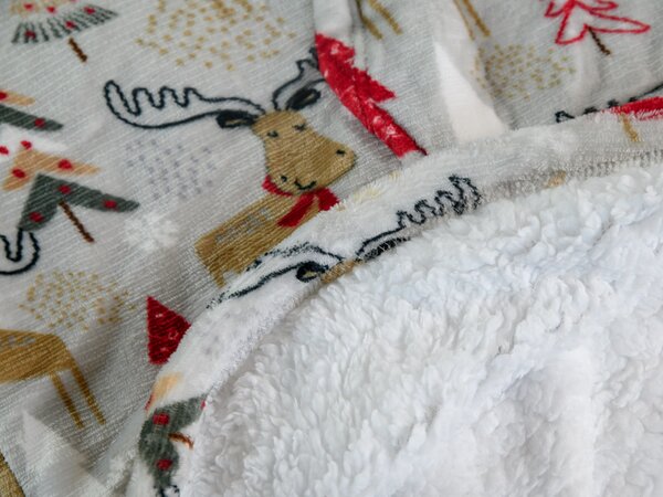 Topla deka s imitacijom ovčjeg krzna, s rukavima i kapuljačom YULE HUG svijetlo siva