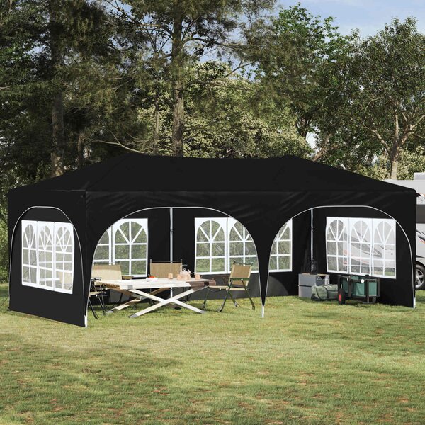 Rastezljivi šator za zabave 575 x 288 x 245 cm Crna - Crna / 575 x 288 x 245 cm
