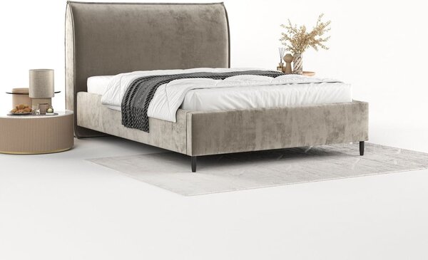 Bež tapecirani bračni krevet s prostorom za pohranu s podnicom 180x200 cm Shell – Maison de Rêve