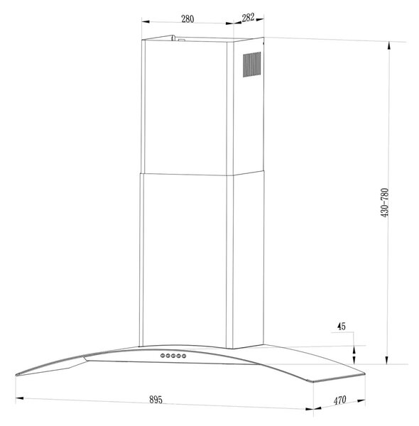 Kuhinjska napa s dimnjakom Berdsen BT-223 90 cm inox