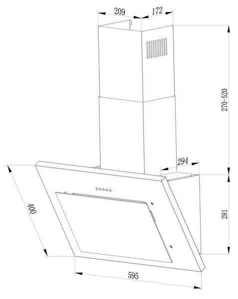 Kuhinjska napa s dimnjakom Berdsen BT-215 60 cm crna