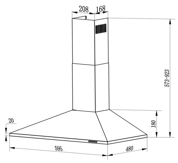 Kuhinjska napa s dimnjakom Berdsen BT-214 60 cm crna