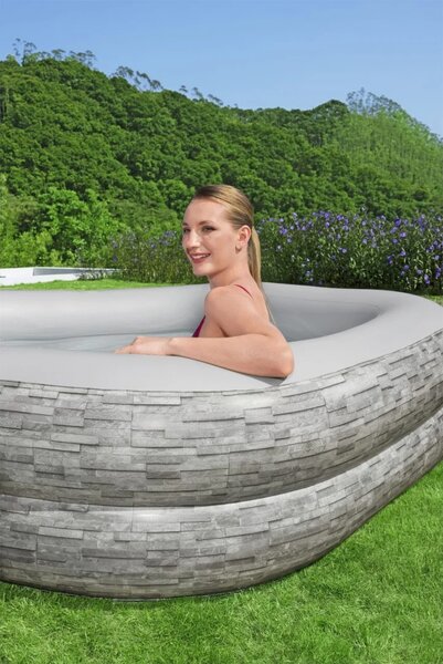 Napuhani vrtni bazen za obitelj 213x206x53cm BESTWAY + napuhane sjedalice + držači za čaše