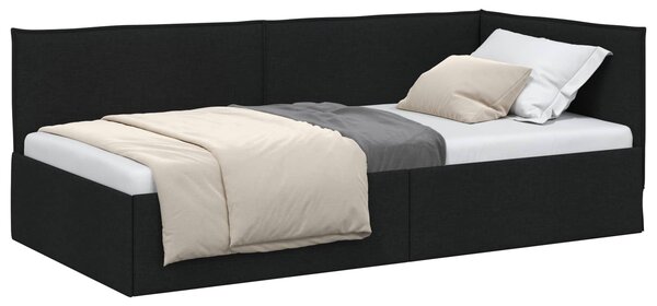 Kutni okvir kreveta s uzglavljem Crna 80 x 200 cm tkanina - Crna / 80 x 200 cm