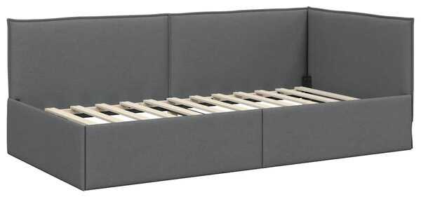 Kutni okvir kreveta s uzglavljem Tamno siva 80 x 200 cm tkanina - Siva / 80 x 200 cm
