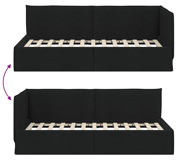 Kutni okvir kreveta s uzglavljem Crna 80 x 200 cm tkanina - Crna / 80 x 200 cm