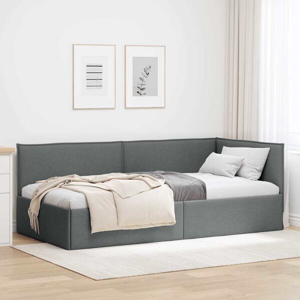 Kutni okvir kreveta s uzglavljem Tamno siva 80 x 200 cm tkanina - Siva / 80 x 200 cm