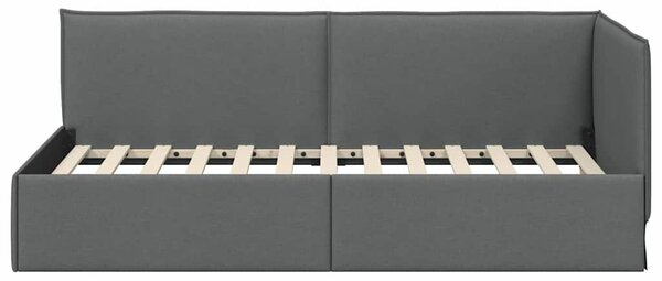 Kutni okvir kreveta s uzglavljem Tamno siva 80 x 200 cm tkanina - Siva / 80 x 200 cm