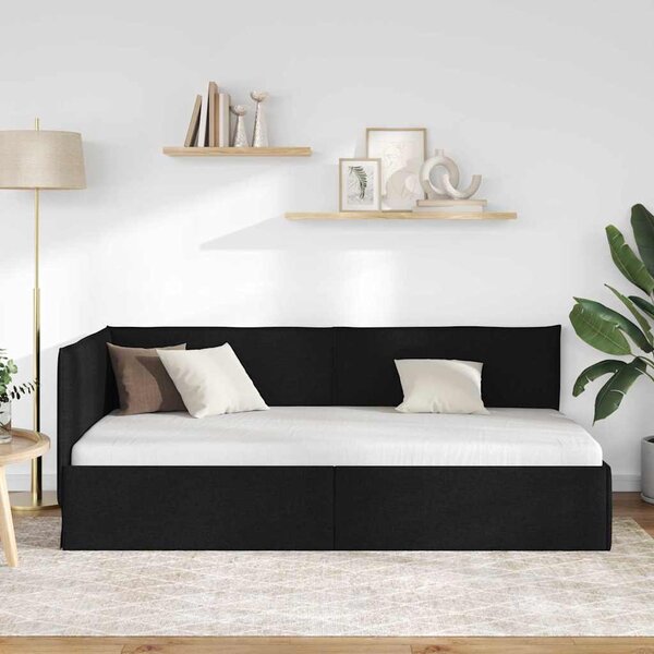 Kutni okvir kreveta s uzglavljem Crna 80 x 200 cm tkanina - Crna / 80 x 200 cm