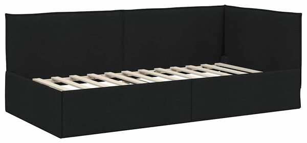 Kutni okvir kreveta s uzglavljem Crna 80 x 200 cm tkanina - Crna / 80 x 200 cm