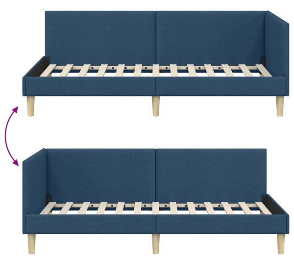 Kutni okvir kreveta Plava 80 cm x 200 cm Tkanina i šperploča - Plava / 80 cm x 200 cm