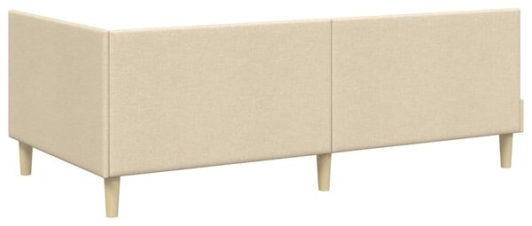 Kutni okvir kreveta Krema 100 cm x 200 cm Tkanina i šperploča - Krem / 100 cm x 200 cm