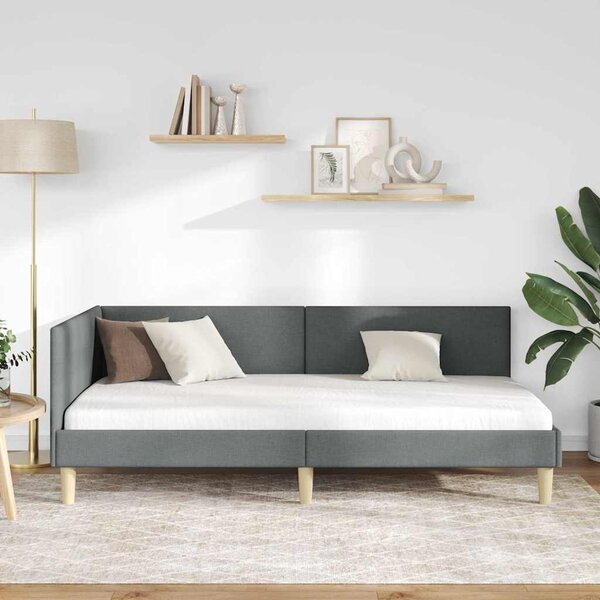 Kutni okvir kreveta s uzglavljem Tamno siva 80 cm x 200 cm - Siva / 80 cm x 200 cm