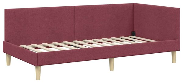 Kutni okvir kreveta s uzglavljem Vinska crvena 90 cm x 200 cm - Crvena / 90 cm x 200 cm