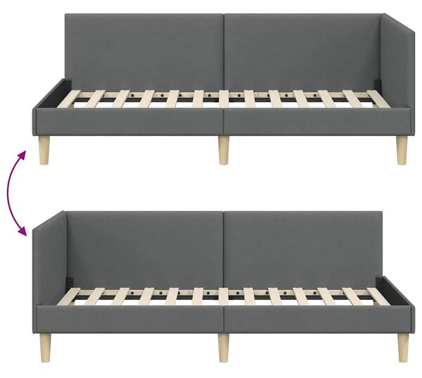 Kutni okvir kreveta s uzglavljem Tamno siva 80 cm x 200 cm - Siva / 80 cm x 200 cm