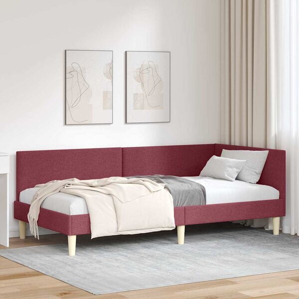 Kutni okvir kreveta s uzglavljem Vinska crvena 90 cm x 200 cm - Crvena / 90 cm x 200 cm