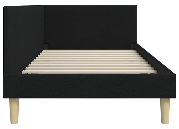 Kutni okvir kreveta Crna 90 cm x 200 cm Tkanina i šperploča - Crna / 90 cm x 200 cm