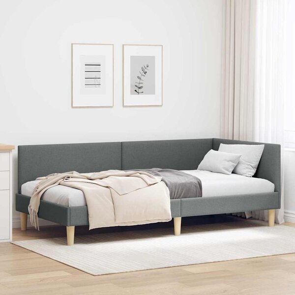 Kutni okvir kreveta s uzglavljem Tamno siva 80 cm x 200 cm - Siva / 80 cm x 200 cm