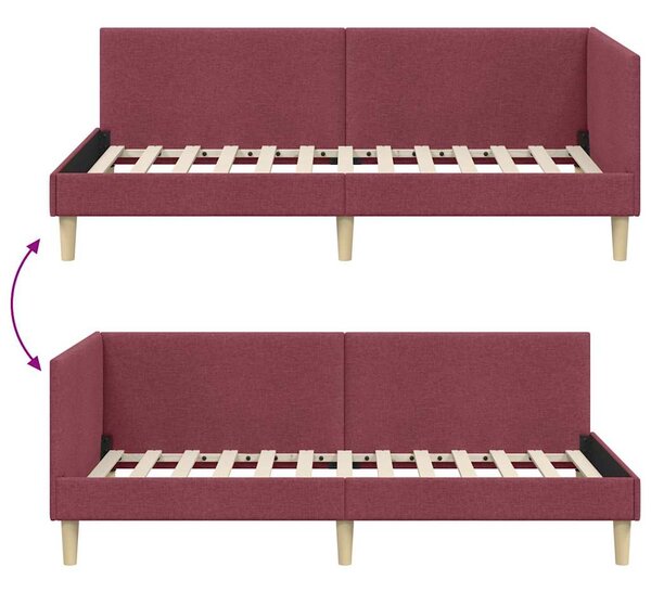 Kutni okvir kreveta s uzglavljem Vinska crvena 90 cm x 200 cm - Crvena / 90 cm x 200 cm
