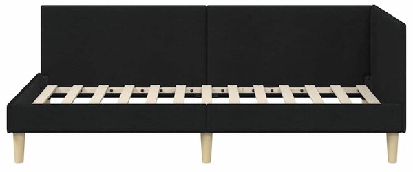 Kutni okvir kreveta Crna 90 cm x 200 cm Tkanina i šperploča - Crna / 90 cm x 200 cm