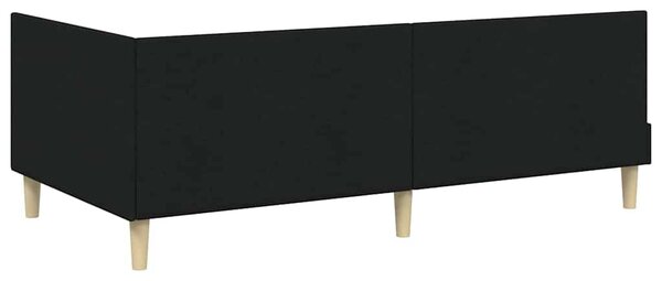 Kutni okvir kreveta Crna 90 cm x 200 cm Tkanina i šperploča - Crna / 90 cm x 200 cm