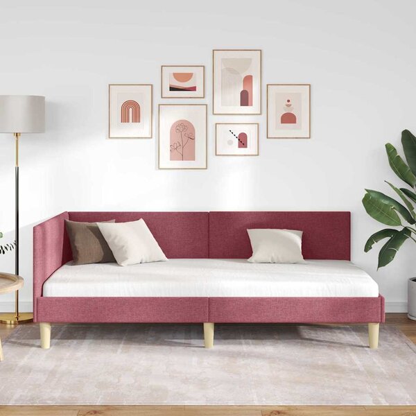 Kutni okvir kreveta s uzglavljem Vinska crvena 90 cm x 200 cm - Crvena / 90 cm x 200 cm
