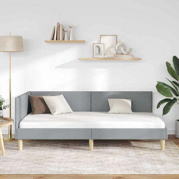 Kutni okvir kreveta s uzglavljem Svijetlo siva 100 cm x 200 cm - Svjetlosiva / 100 cm x 200 cm