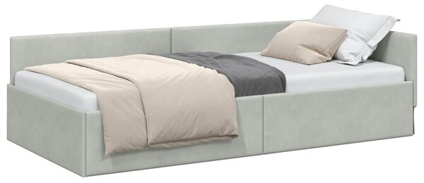 Kutni okvir kreveta Svijetlo siva 100 cm x 200 cm Baršun - Svjetlosiva / 100 cm x 200 cm