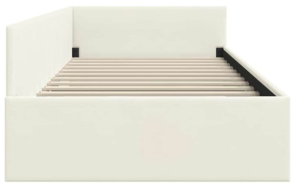 Kutni okvir kreveta s uzglavljem Krema 90 cm x 190 cm Baršun - Krem / 90 cm x 190 cm