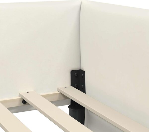 Kutni krevetni okvir s madracem Ostalo 2 pcs Krema Baršun - Krem / 90 x 190 cm