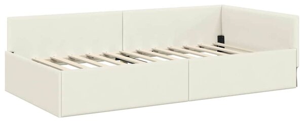 Kutni krevetni okvir s madracem Ostalo 2 pcs Krema Baršun - Krem / 90 x 190 cm