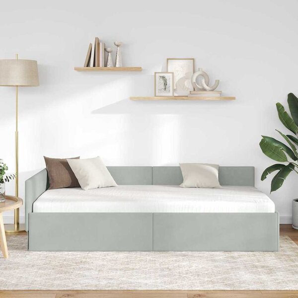 Kutni okvir kreveta Svijetlo siva 100 cm x 200 cm Baršun - Svjetlosiva / 100 cm x 200 cm