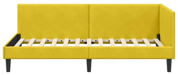 Kutni okvir kreveta s uzglavljem Žuta 90 cm x 200 cm Baršun - Žuta / 90 cm x 200 cm